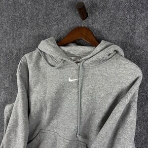 Nike Gray Hoodie Pullover Sweatshirt Minimalist Logo Athleisure Small